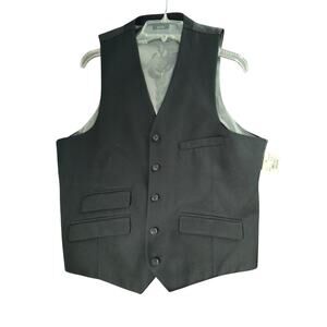 J. Ferrar Modern Fit Suit Vest Men's Sz M Black Button Up Sleeveless Adjustable